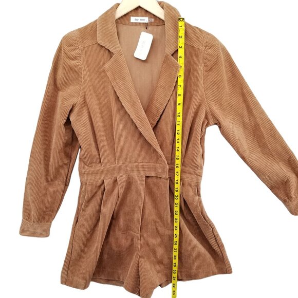 Day + Moon Poppy Corduroy Romper Womens Brown Long Sleeve Collared Size M - Picture 6 of 16